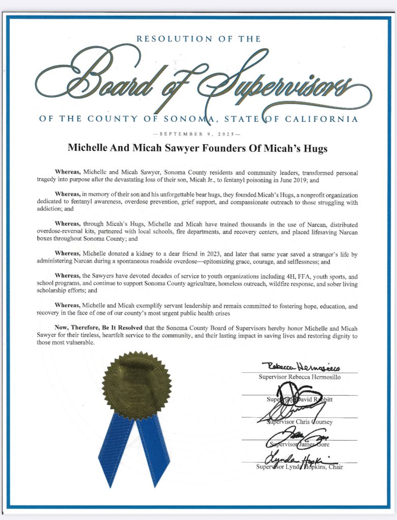 Award board of supervisor Sonoma County Sep 2025